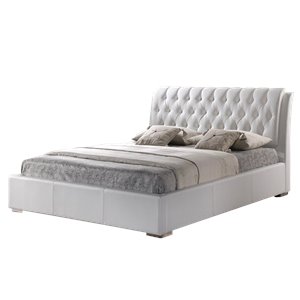 baxton studio bianca platform bed with tufted headboard in white