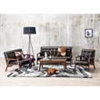 Mid Century 3 Piece Leather Sofa Set in Brown