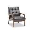 Mid Century 3 Piece Leather Sofa Set in Brown