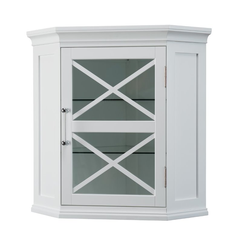 Elegant Home Fashions Blue Ridge Corner Wall Cabinet in White - ELG-630