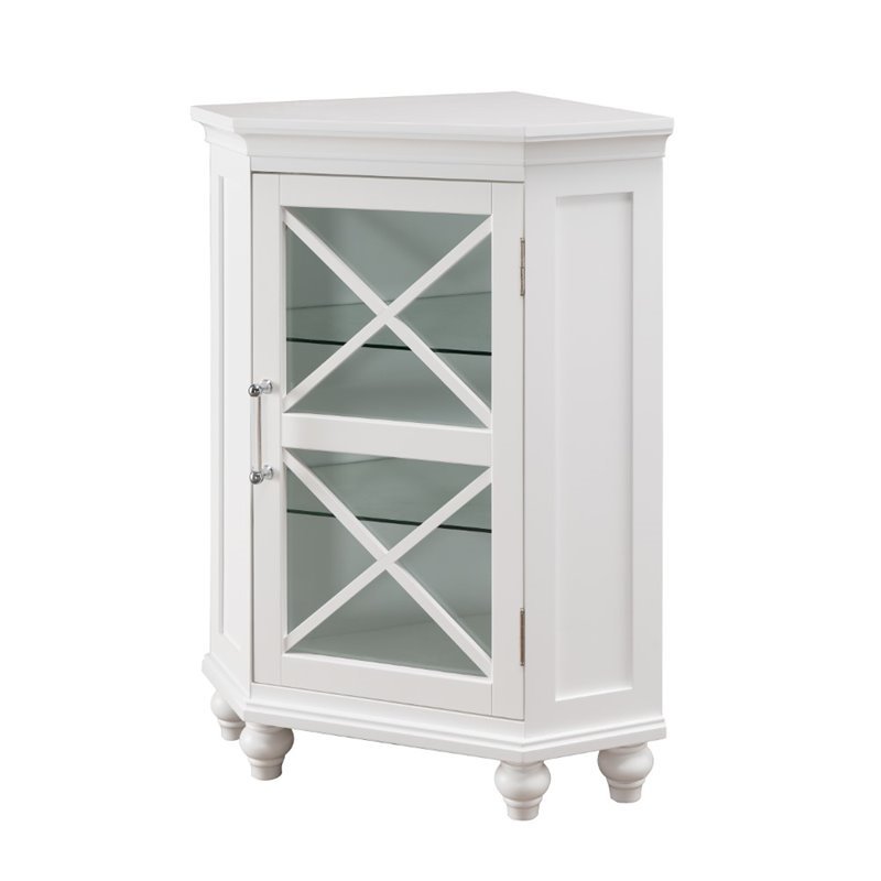 Elegant Home Fashions Blue Ridge Corner Floor Cabinet In White Elg 631