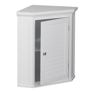 Elegant Home Fashions Slone 1-Door Corner Wall Cabinet in White