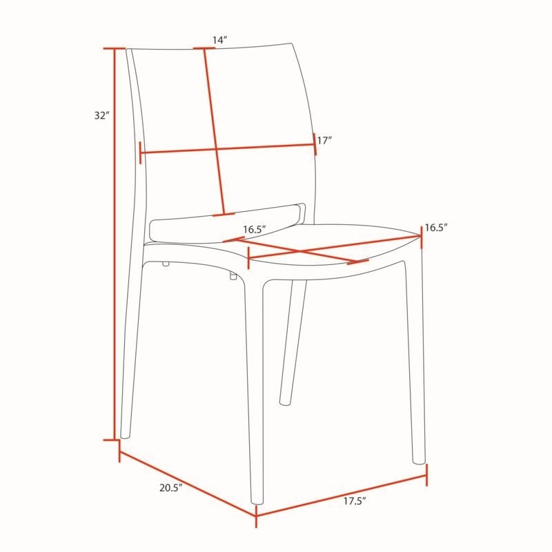 Niche Terrace Plastic Indoor/Outdoor Stacking Chair - 12 Pack - White Down