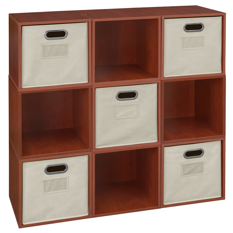 Niche Cubo 9 Cube Storage Set In Warm Cherry Wood Finish With 5