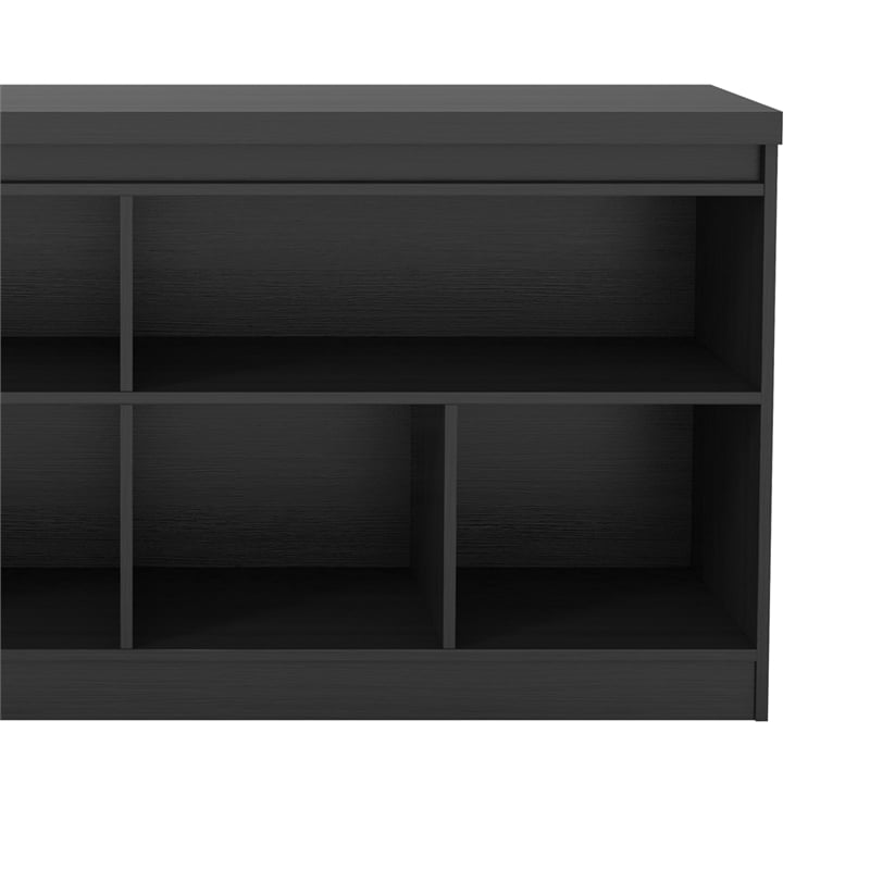 Manhattan Comfort Viennese 6-Shelf Wood Buffet Table in Matte Black