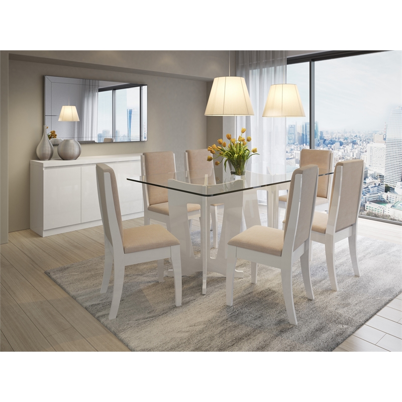 Manhattan Comfort Viennese 6-Shelf Wood Buffet Table in White Gloss