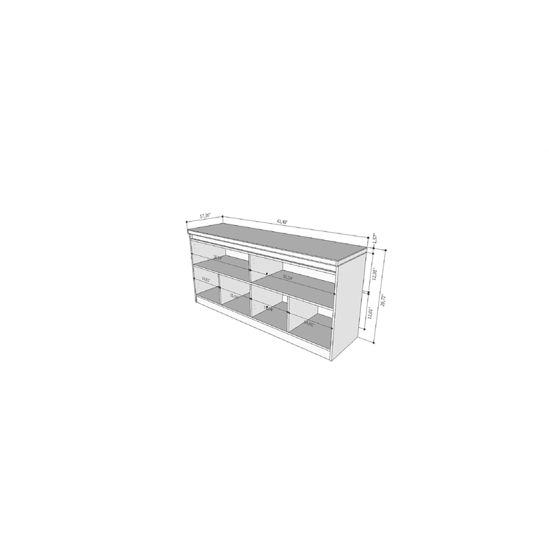 Manhattan Comfort Viennese 6-Shelf Wood Buffet Table in White Gloss