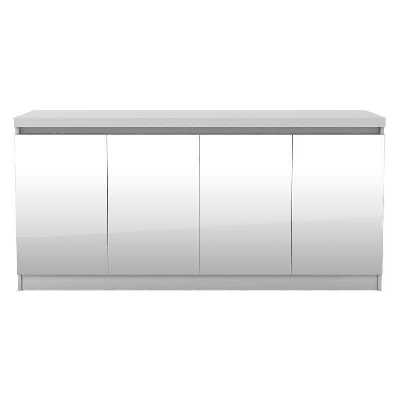Manhattan Comfort Viennese 6-Shelf Wood Mirrored Buffet in White Gloss