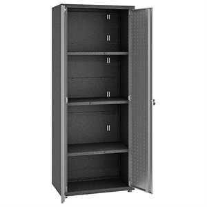 fortress metal modern 4 shelf garage work cabinet in gray