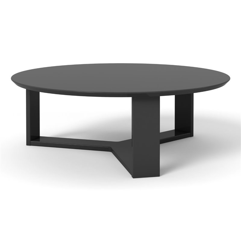 Manhattan Comfort Madison Round Coffee Table In Glossy Black 85052 Manhattan Comfort Madison Round Coffee Table In Glossy Black