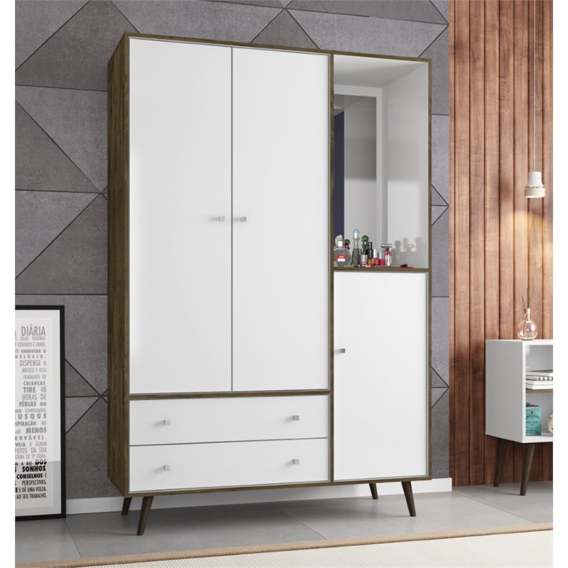 Manhattan Comfort Liberty Wardrobe Armoire In Rustic Brown And White Manhattan Comfort Liberty Wardrobe Armoire In Rustic Brown And White
