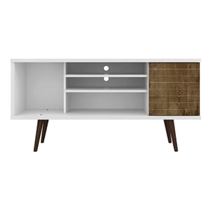 Manhattan Comfort Liberty Solid Wood TV Stand for TVs up to 50&quot in White/Brown