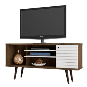 Manhattan Comfort Liberty Wood TV Stand for TVs up to 50&quot in Brown/White