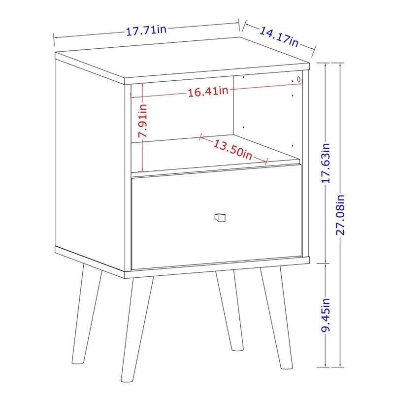 Manhattan Comfort Liberty 1-Drawer Solid Wood End Table in White