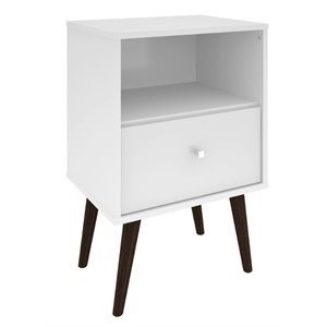Manhattan Comfort Liberty 1-Drawer Solid Wood End Table in White