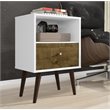Manhattan Comfort Liberty 1-Drawer Solid Wood End Table in White/Rustic Brown