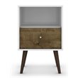 Manhattan Comfort Liberty 1-Drawer Solid Wood End Table in White/Rustic Brown