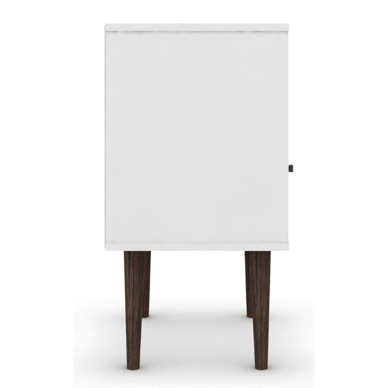 Manhattan Comfort Liberty 1-Drawer Solid Wood End Table in White/Rustic Brown