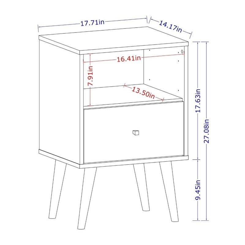 Manhattan Comfort Liberty 1-Drawer Solid Wood End Table in White/Rustic Brown