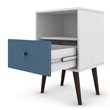 Manhattan Comfort Liberty 1-Drawer Solid Wood End Table in White/Aqua Blue