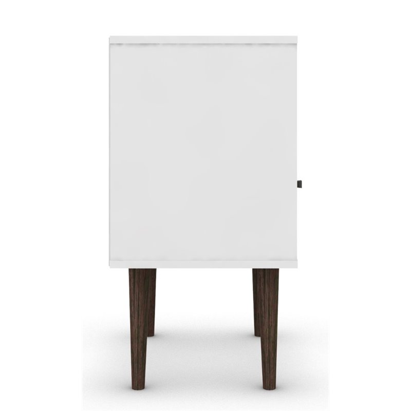 Manhattan Comfort Liberty 1-Drawer Solid Wood End Table in White/Aqua Blue