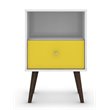 Manhattan Comfort Liberty 1-Drawer Solid Wood End Table in White/Yellow
