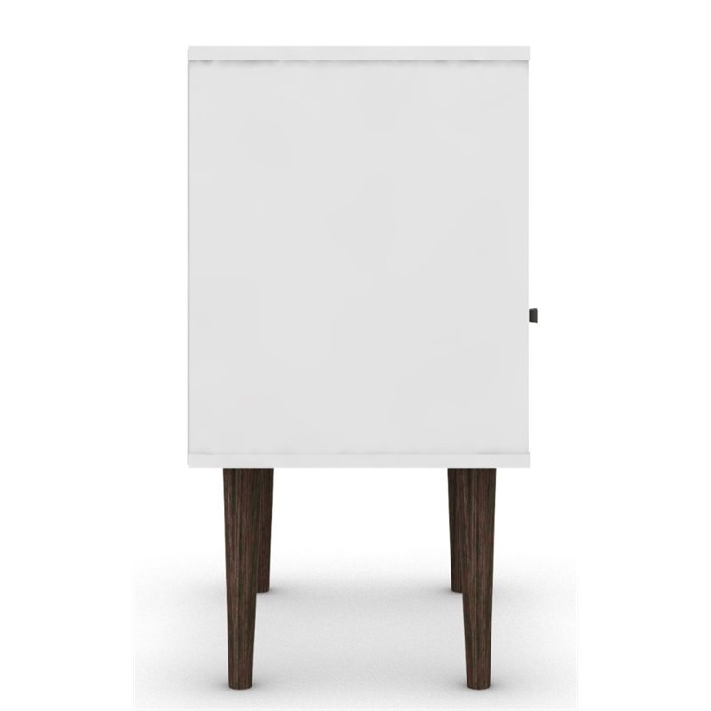 Manhattan Comfort Liberty 1-Drawer Solid Wood End Table in White/Yellow