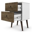 Manhattan Comfort Liberty 2-Drawer Solid Wood End Table in White/Rustic Brown