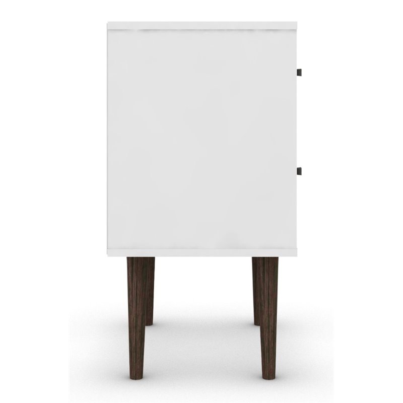 Manhattan Comfort Liberty 2-Drawer Solid Wood End Table in White/Aqua Blue