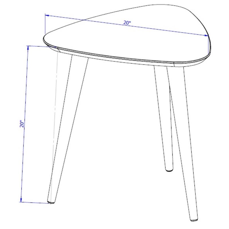 Manhattan Comfort Utopia Triangle Wood End Table in Off White