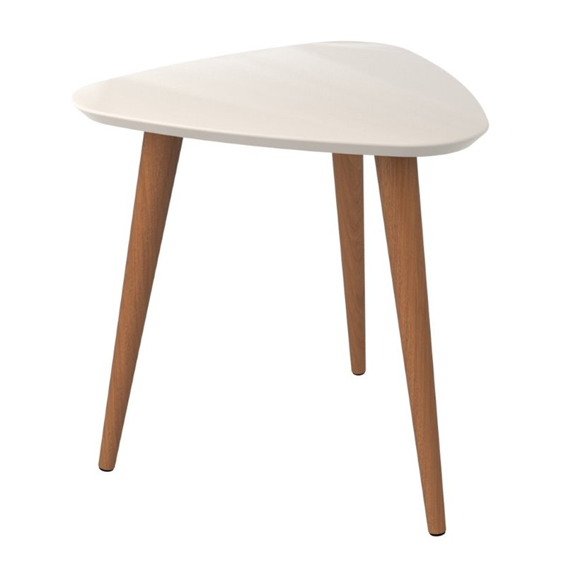Manhattan Comfort Utopia Triangle Wood End Table in Off White