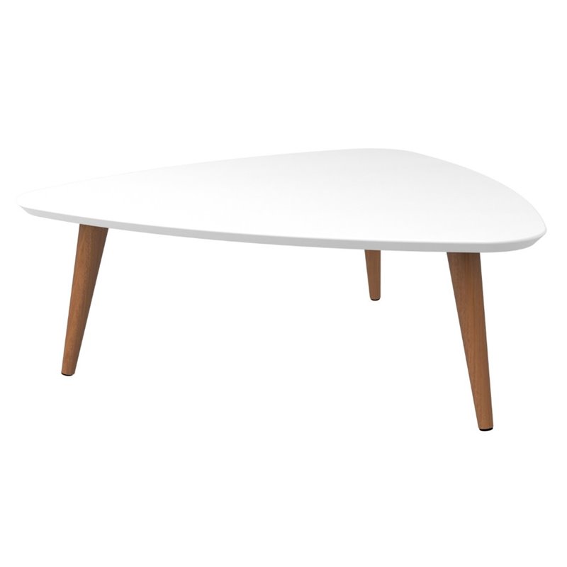 Manhattan Comfort Utopia Triangle Coffee Table In Glossy White 89251 Manhattan Comfort Utopia Triangle Coffee Table In Glossy White