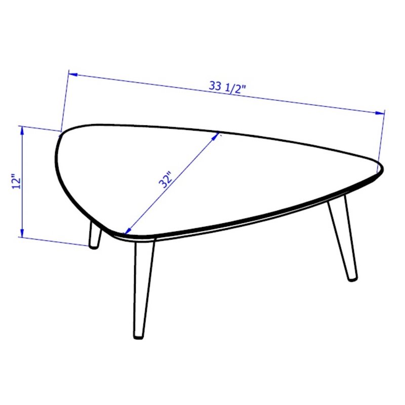 Manhattan Comfort Utopia Triangle Wood Coffee Table in Off White