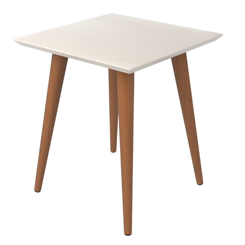 Manhattan Comfort Utopia Square Solid Wood End Table in Off White