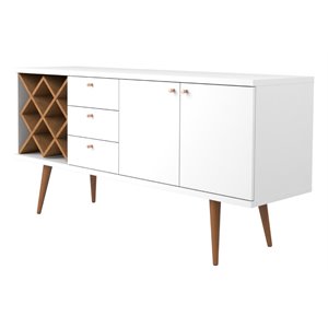 Utopia Wood Wine Rack Sideboard in White Gloss & Maple Cream