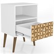 Manhattan Comfort Liberty 1-Drawer Wood Nightstand in White & 3D Prints