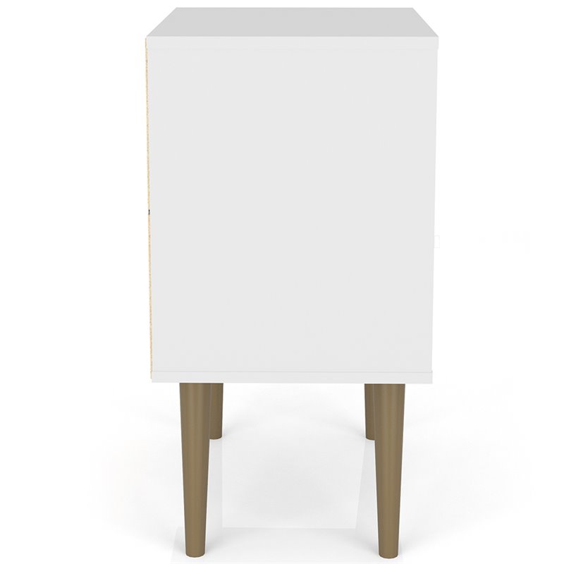 Manhattan Comfort Liberty 1-Drawer Wood Nightstand in White & 3D Prints