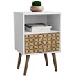Manhattan Comfort Liberty 1-Drawer Wood Nightstand in White & 3D Prints