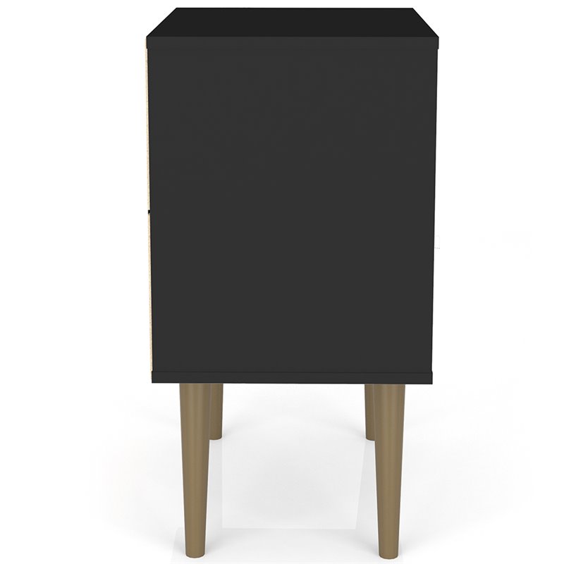 Manhattan Comfort Liberty 1-Drawer Wood Nightstand 1.0 in Black