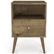 Manhattan Comfort Liberty 1-Drawer Wood Nightstand 1.0 in Rustic Brown