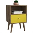 Manhattan Comfort Liberty 1-Drawer Solid Wood Nightstand in Yellow/Rustic Brown