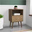 Manhattan Comfort Liberty 1-Drawer Wood Nightstand in Rustic Brown & 3D Prints