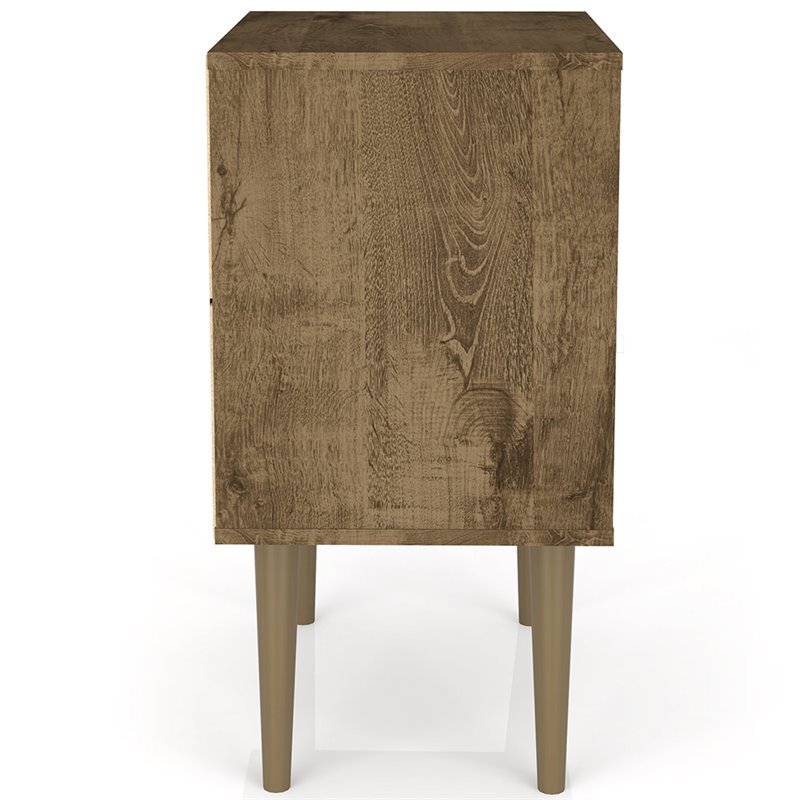 Manhattan Comfort Liberty 1-Drawer Wood Nightstand in Rustic Brown & 3D Prints