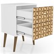 Manhattan Comfort Liberty 2-Drawer Wood Nightstand in White & 3D Prints