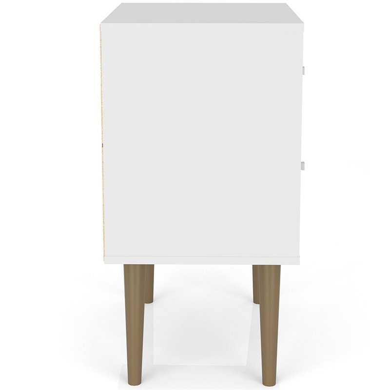Manhattan Comfort Liberty 2-Drawer Wood Nightstand in White & 3D Prints