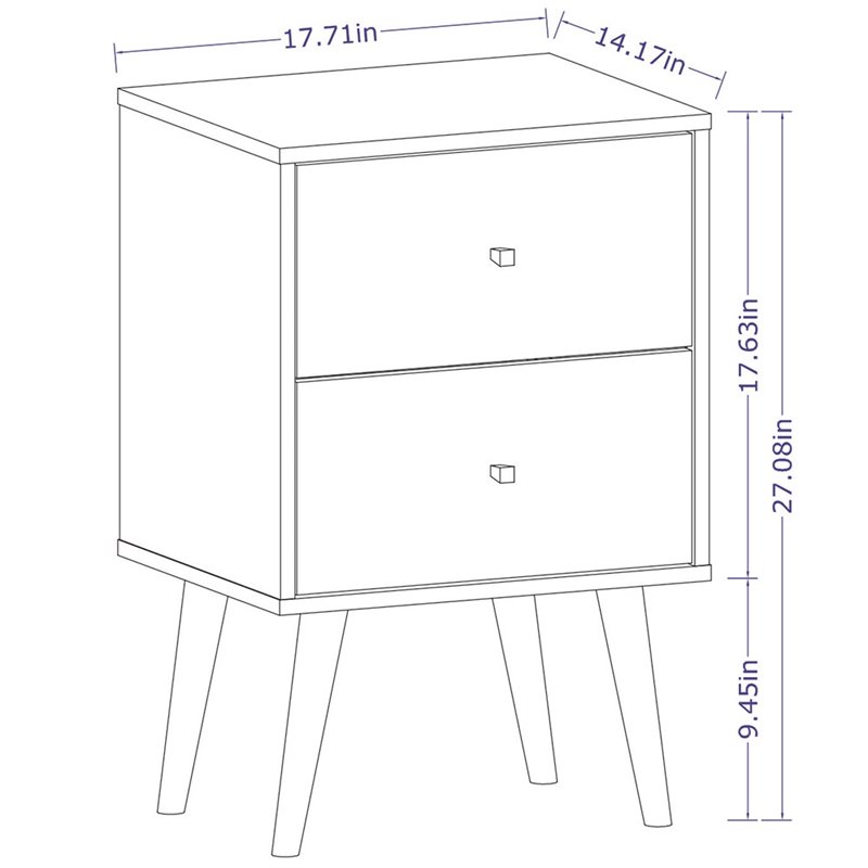 Manhattan Comfort Liberty 2-Drawer Wood Nightstand 2.0 in Black
