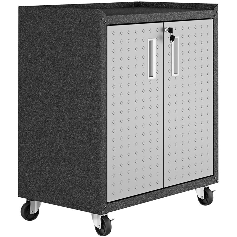 Manhattan Comfort Fortress 2-Door Metal Mobile Garage Cabinet in Gray