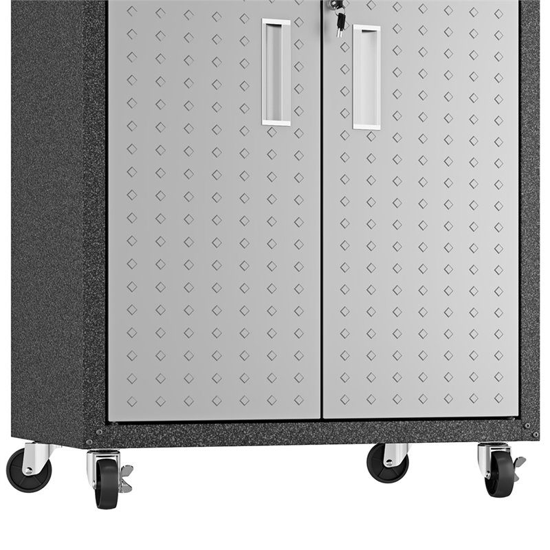 Manhattan Comfort Fortress 2-Door Metal Mobile Garage Cabinet in Gray