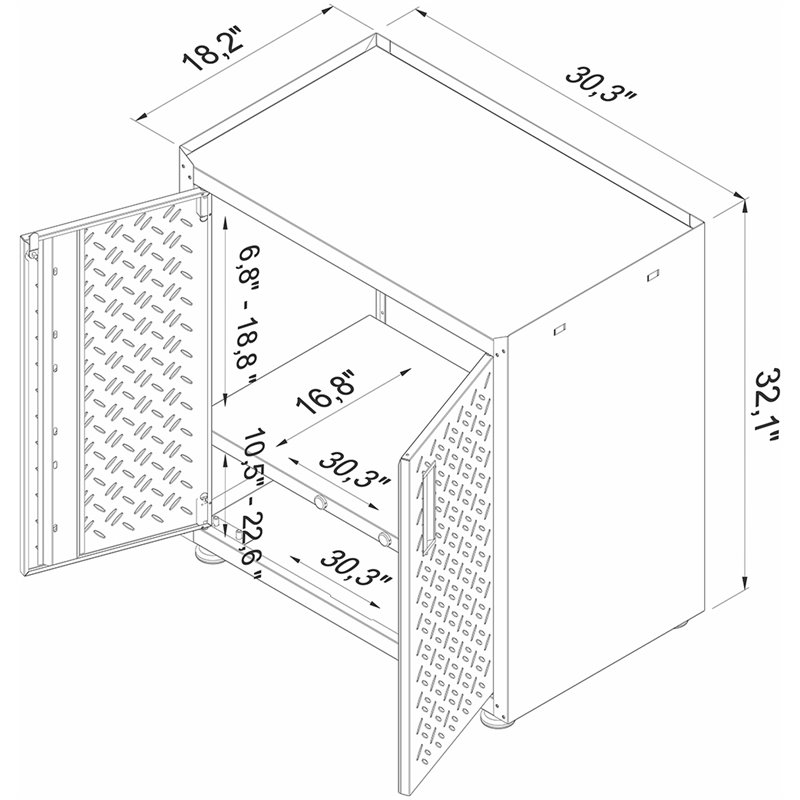 Manhattan Comfort Fortress 2-Door Metal Mobile Garage Cabinet in Gray