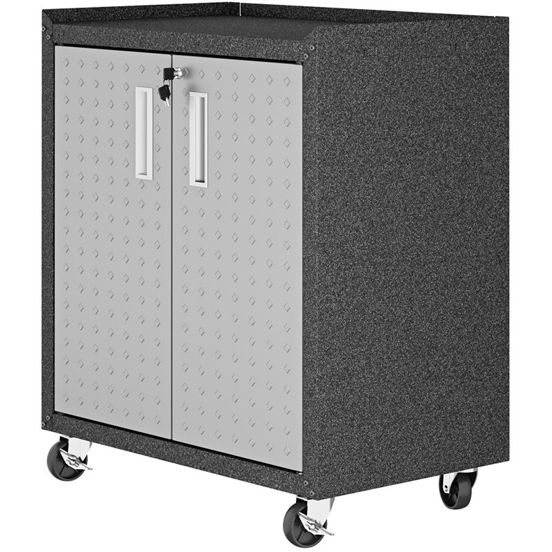 Manhattan Comfort Fortress 2-Door Metal Mobile Garage Cabinet in Gray